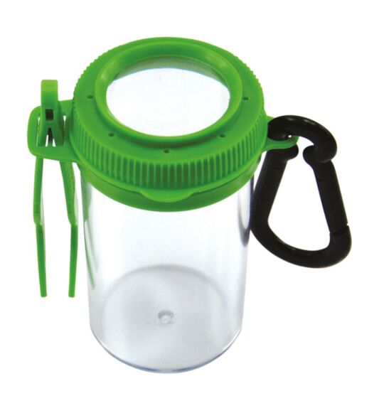 Lupendose mit Karabiner und Pinzette